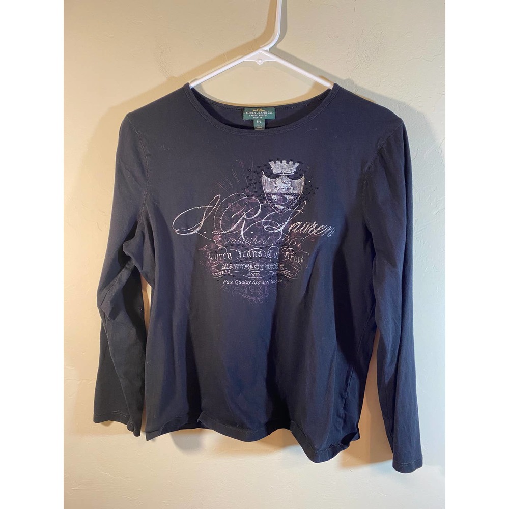 Lauren Jeans CO. Ralph Lauren Tee Black Size P/L - Picture 2 of 8